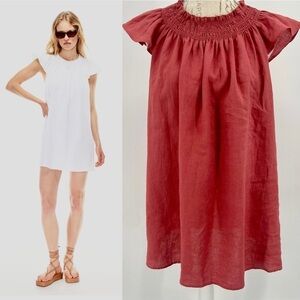 Wilfred coral pink linen dress